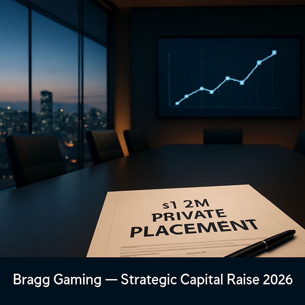 Bragg Gaming Raises Up to $1.3M via Private Placement as Matt Davey Joins as Non-Executive Chairman with Personal Investment Commitment