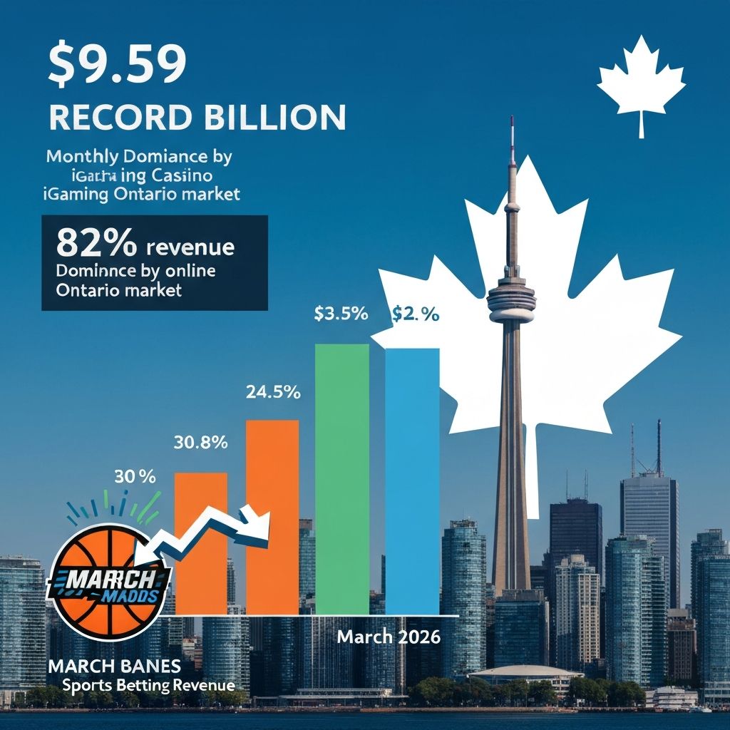 Ontario iGaming Sets All-Time Handle Record at CAD $9.59 Billion in March 2026 — Casino Now Drives 82% of Revenue