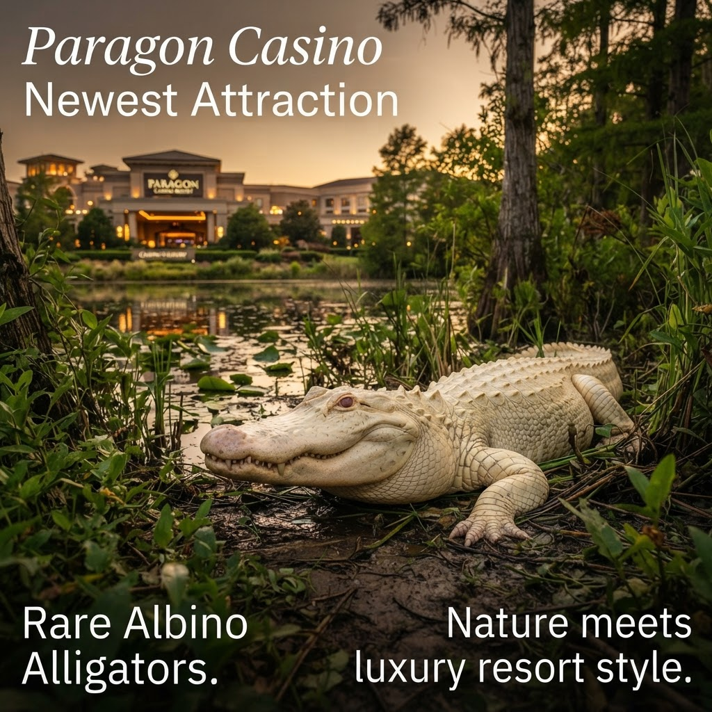 Paragon Casino Debuts Rare Albino Alligators as Resort Attraction 2026