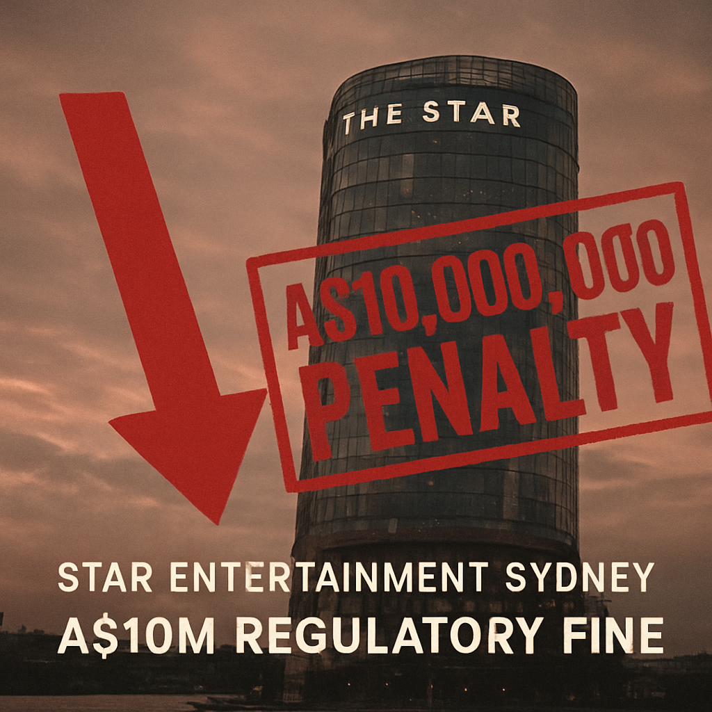 Star Entertainment Sydney Fined A$10 Million for Allowing Extended Gaming Sessions — Persistent Compliance Failures Draw Further Regulatory Penalties