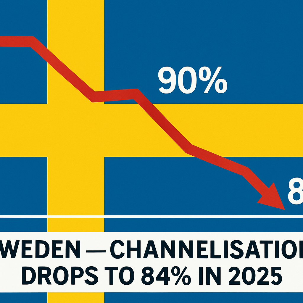 Sweden's Betting Channelisation Drops to 84% in 2025